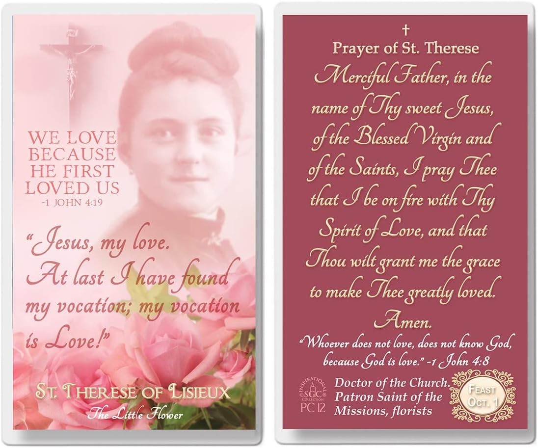 St. Therese of Lisieux The Little Flower Laminated Prayer Cards pack of 20
