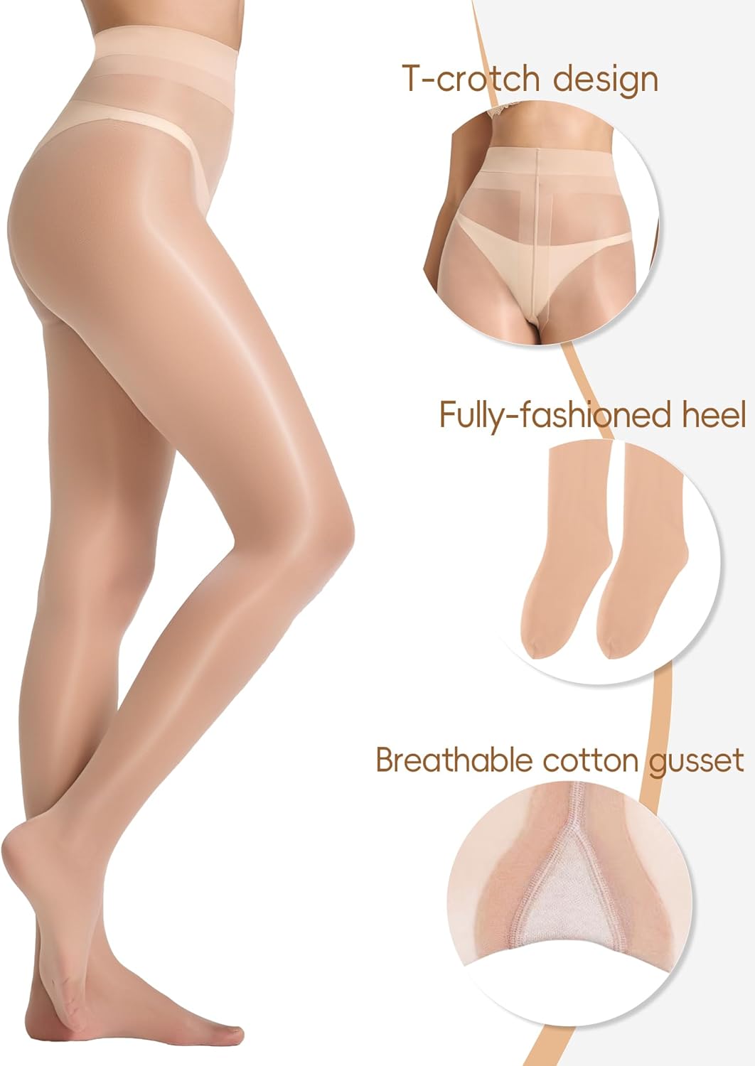 LABELLA Multicolor 15D Shiny Tights Ultra Sheer Stylish Pantyhose with Silky Smooth & Nude-Invisible Feel - Image 4