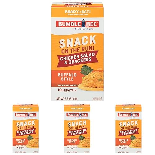 Vista 35 de Bumble Bee Snack On The Run - Kit de ensalada de pollo con galletas saladas, 3.5 onzas, lista para comer, cuchara incluida, aperitivo proteico