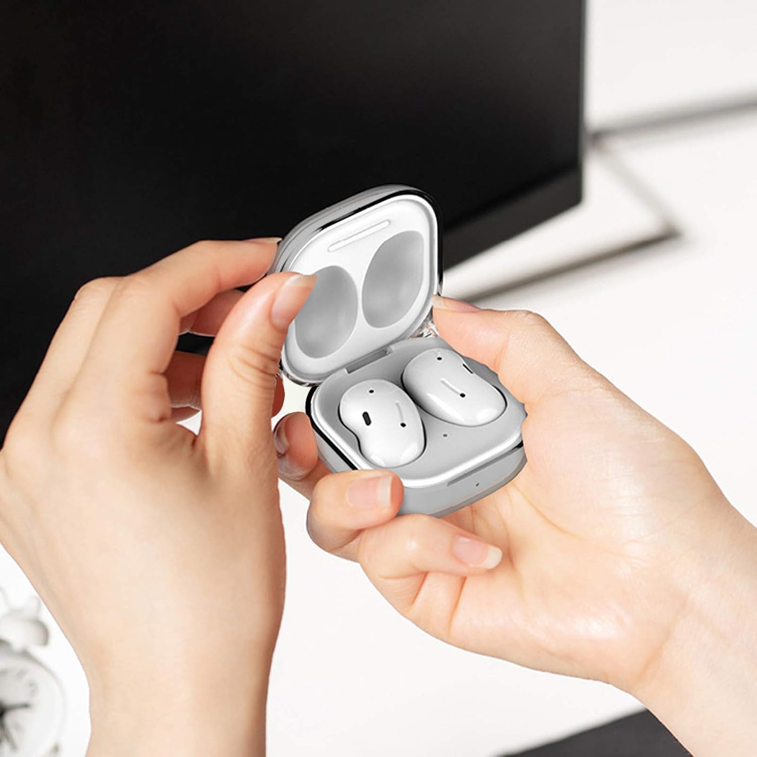 Discount 70% AIIKO Compatible Galaxy Buds 2 Case 2021/Galaxy Buds Pro Case 2021 /Galaxy Buds Live Case 2020 Clear Soft TPU Shockproof Case Protective Cover for Samsung Earbuds with Keychain -Clear Black