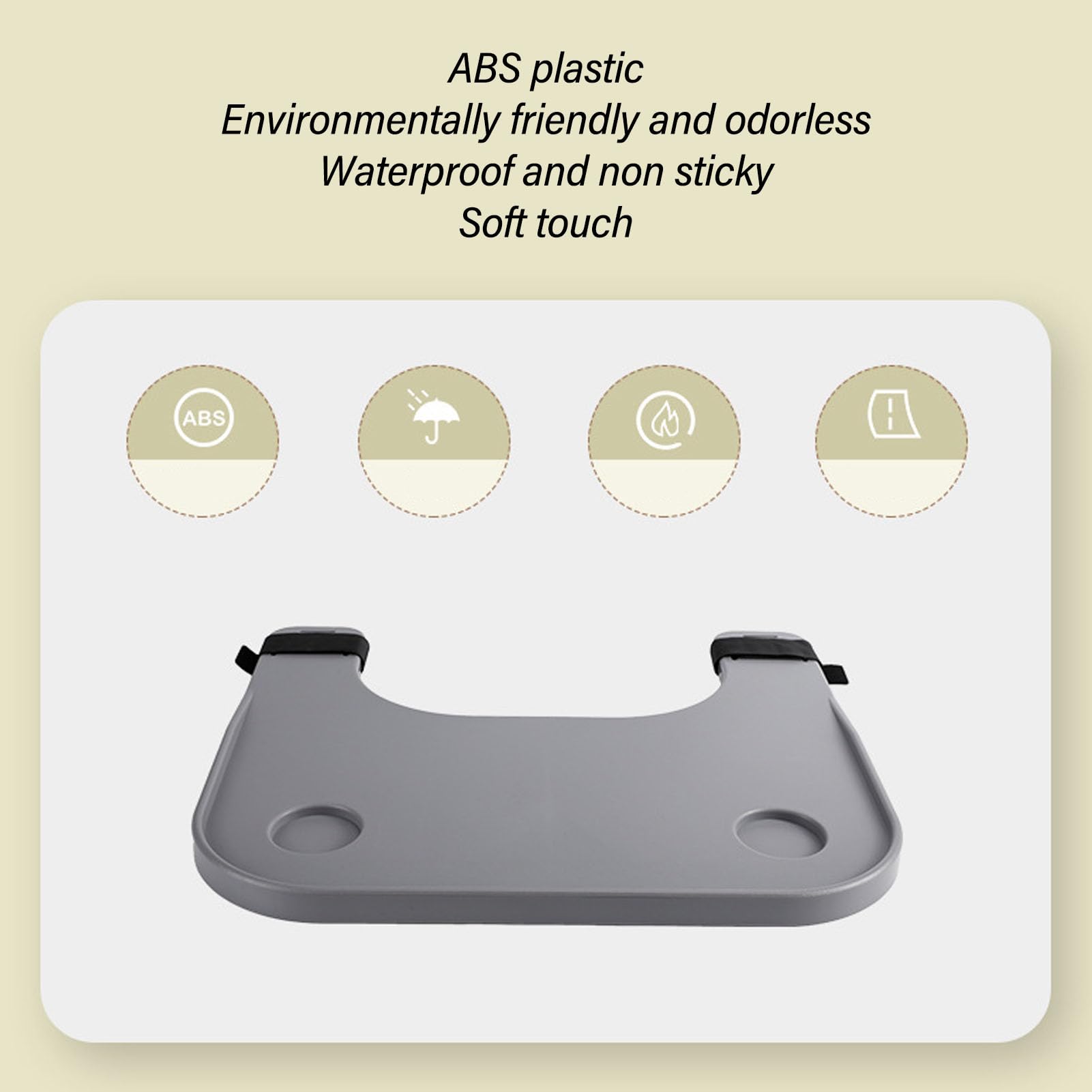 ZJchao Wheelchair Dining Table Board, Bandeja para Sillas de Ruedas, Accesorios para Sillas de Ruedas Bandeja la Caminantes Table la Vuelta Extraíble Libros Comer Lectura Descansando (Grey)