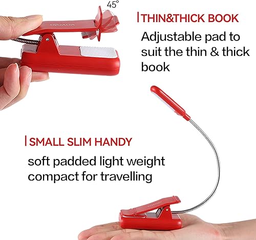 Miniatura 7 de VAVOFO - Luz de lectura recargable para leer, 7 LED con 9 niveles de luz cálida, fría y luz diurna, lámpara para el cuidado de los ojos con