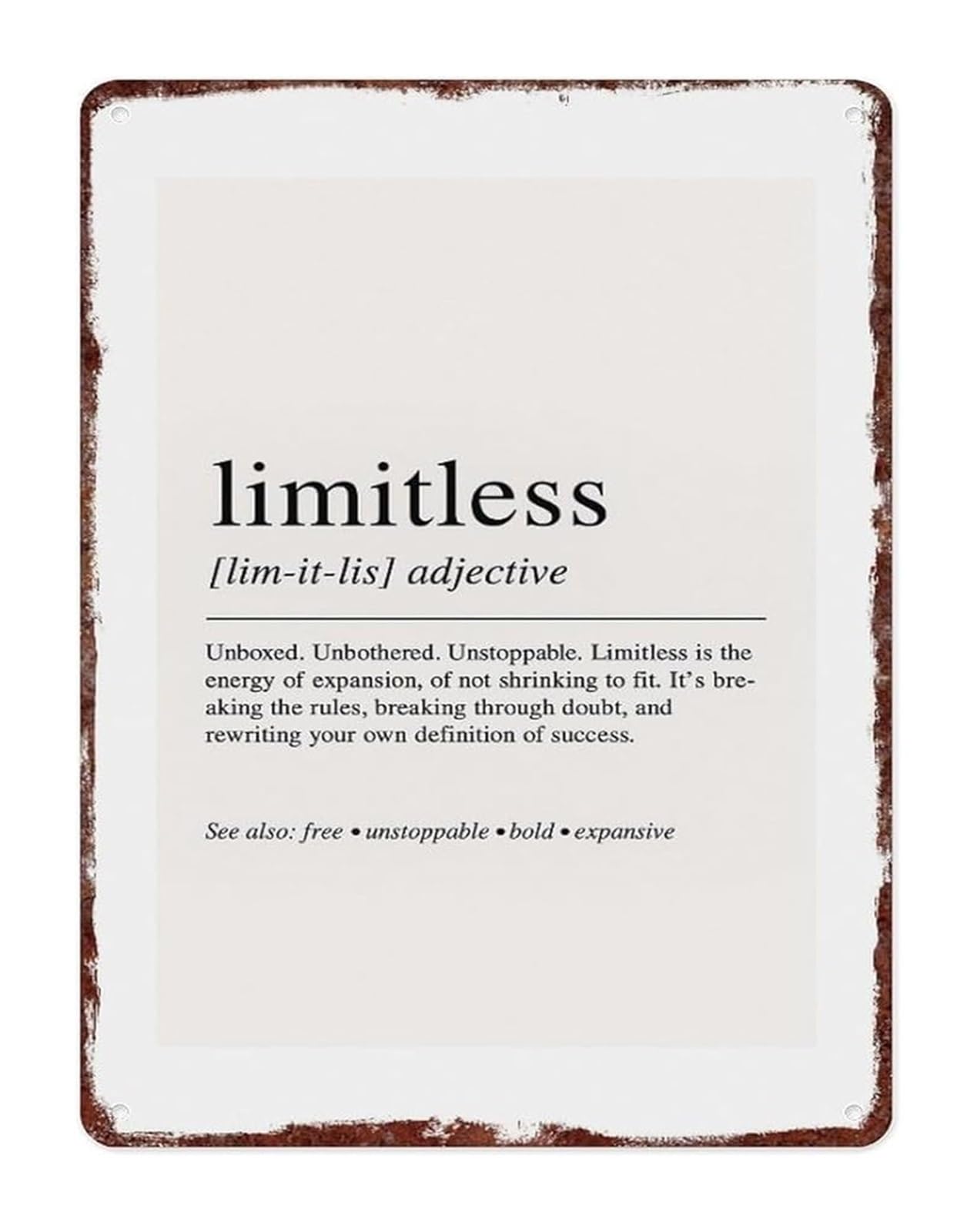 FNYUVNFAF Inspirational Metal Sign with Unlimited Potential Saying Motivational Wall-Art for Study Gym Library (8 X 12 in)