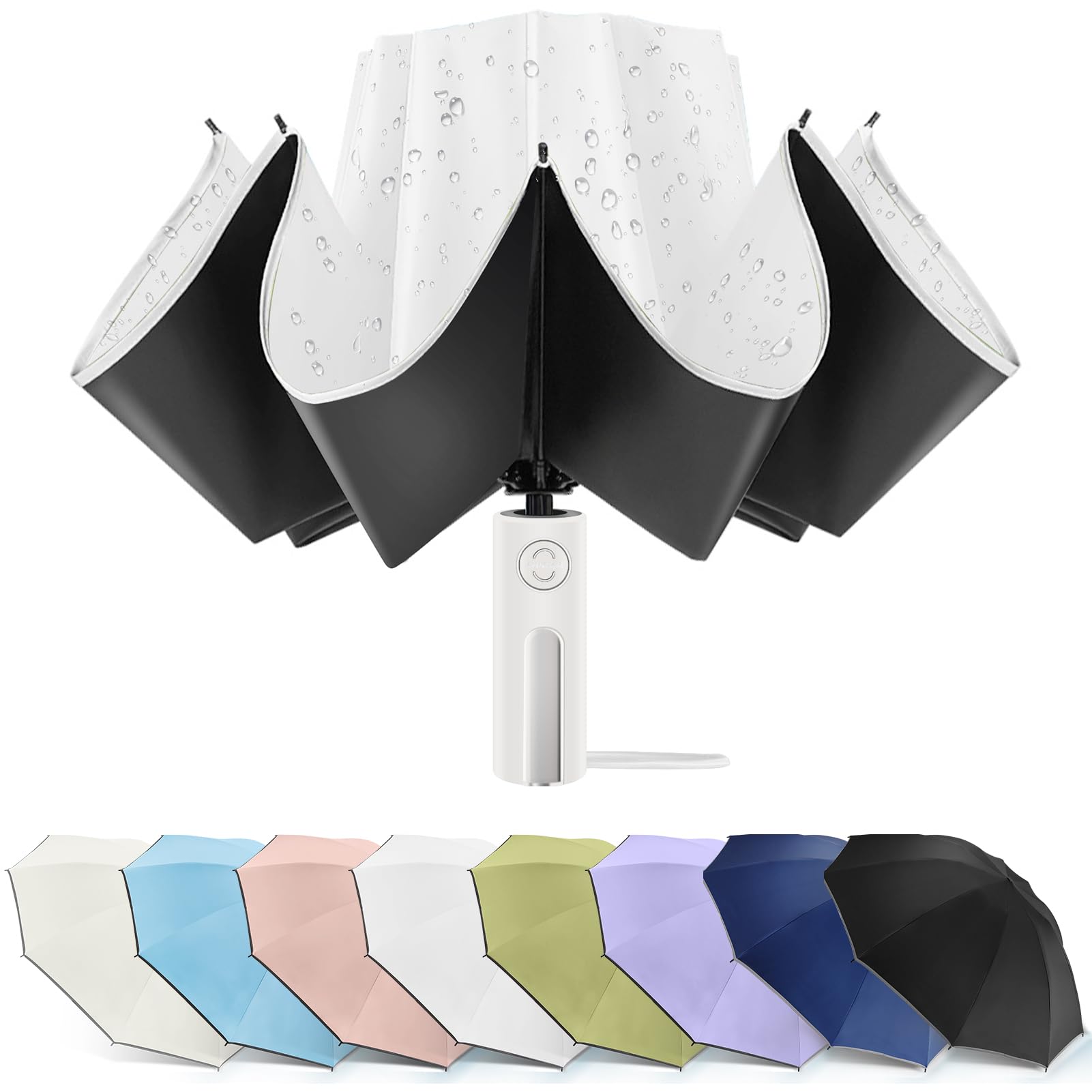 BodyguardInverted Umbrella - Large Windproof for Rain & Sun, Compact Reverse With Reflective Stripe, Teflon-Coated for Women Men, Travel Folding With Cover Bag