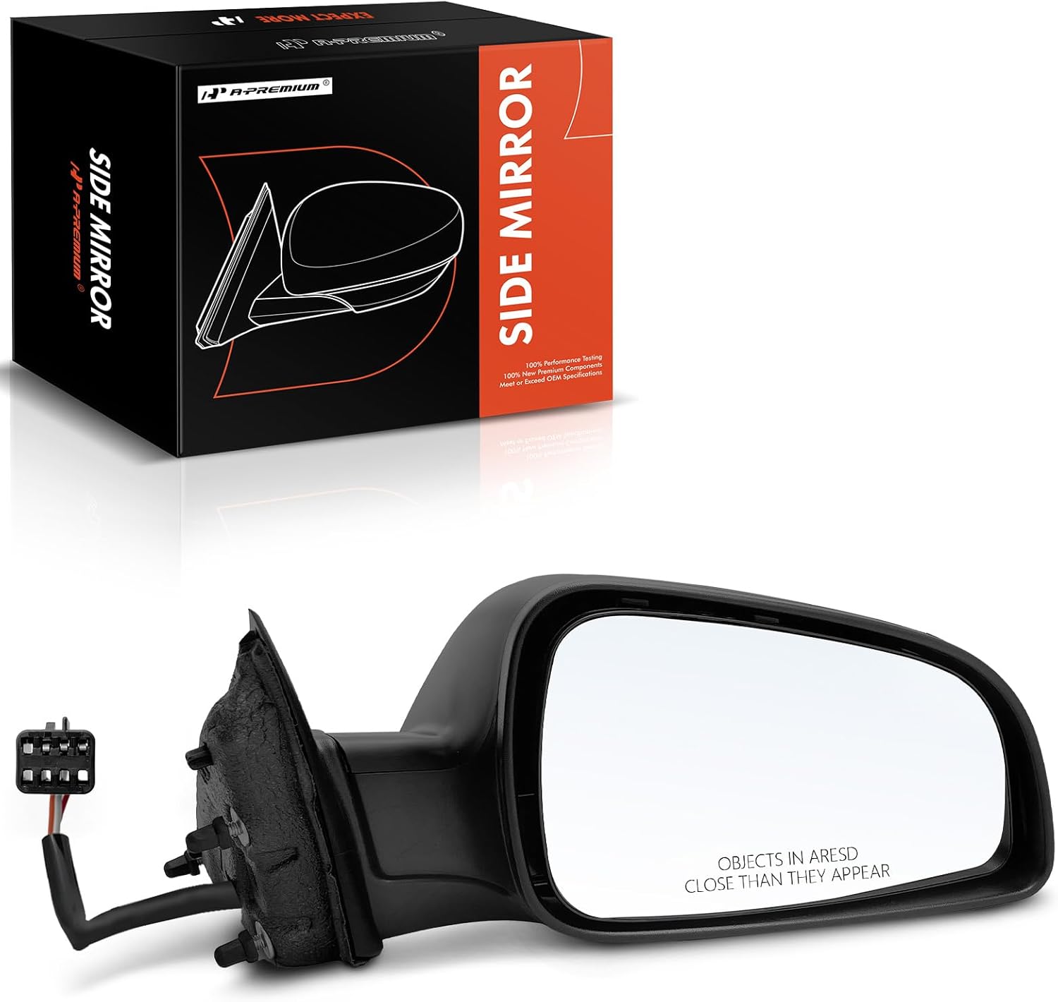 A-Premium Passenger Side Power Door Mirror - Compatible with Chevrolet Malibu 2008-2012 & Saturn Aura 2007-2009 - Non-Heated Manual Folding Black Outside Rear View Mirror - Replace# 20893751