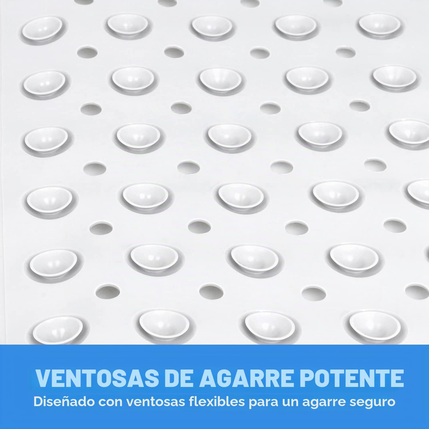 Alfombrilla de ducha cuadrada antideslizante de 70 x 70 cm | Alfombrillas de ducha extra grandes para ducha interior con ventosas y agujeros de drenaje | Alfombrillas de goma antimoho para baño