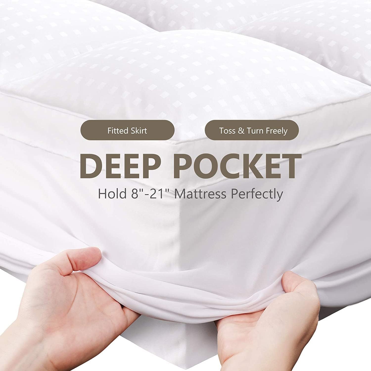 BaliChun Mattress Topper Queen Size Extra Thick Mattress Pad 400TC Cotton Top Cooling Soft Breathable Pillow Top Mattress Cover 8-21" Deep Pocket Fitted Mattress Protector (60x80 Inches, White) - 4