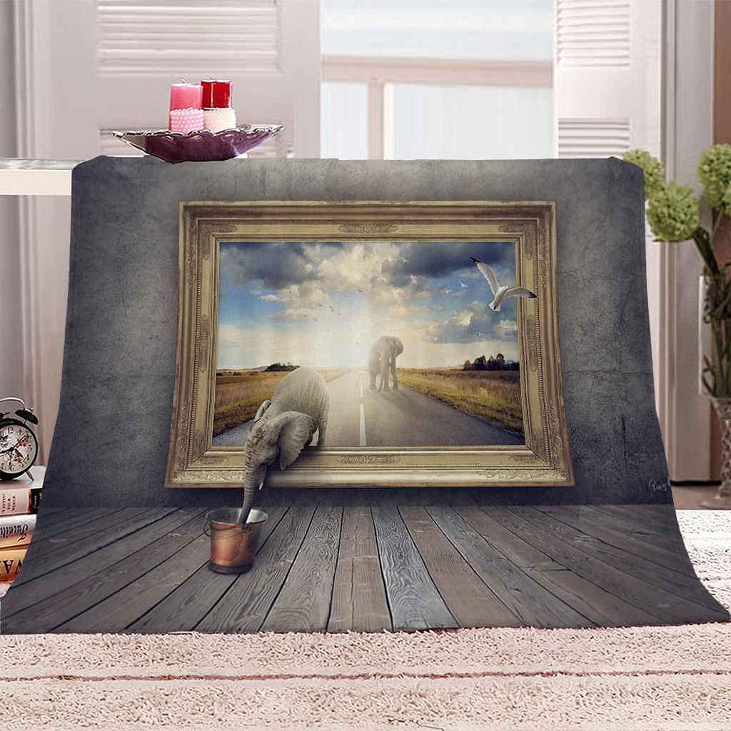 Couverture flanelle éléphant douce pour vos soirées cocooning sur le canapé 150x200cm
