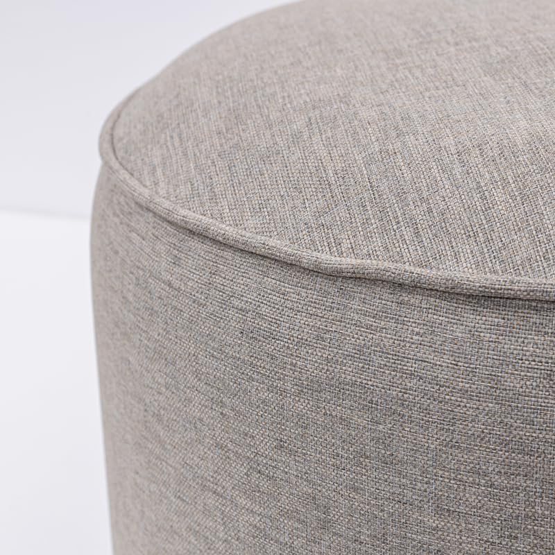Image of QILLOWAY Inflatable Outdoor Ottoman for Patio, Waterproof Round Pouf, Inflatable Foot Rest, Outdoor Footstool for Poolside, Garden,Camping,All Tan,Grey