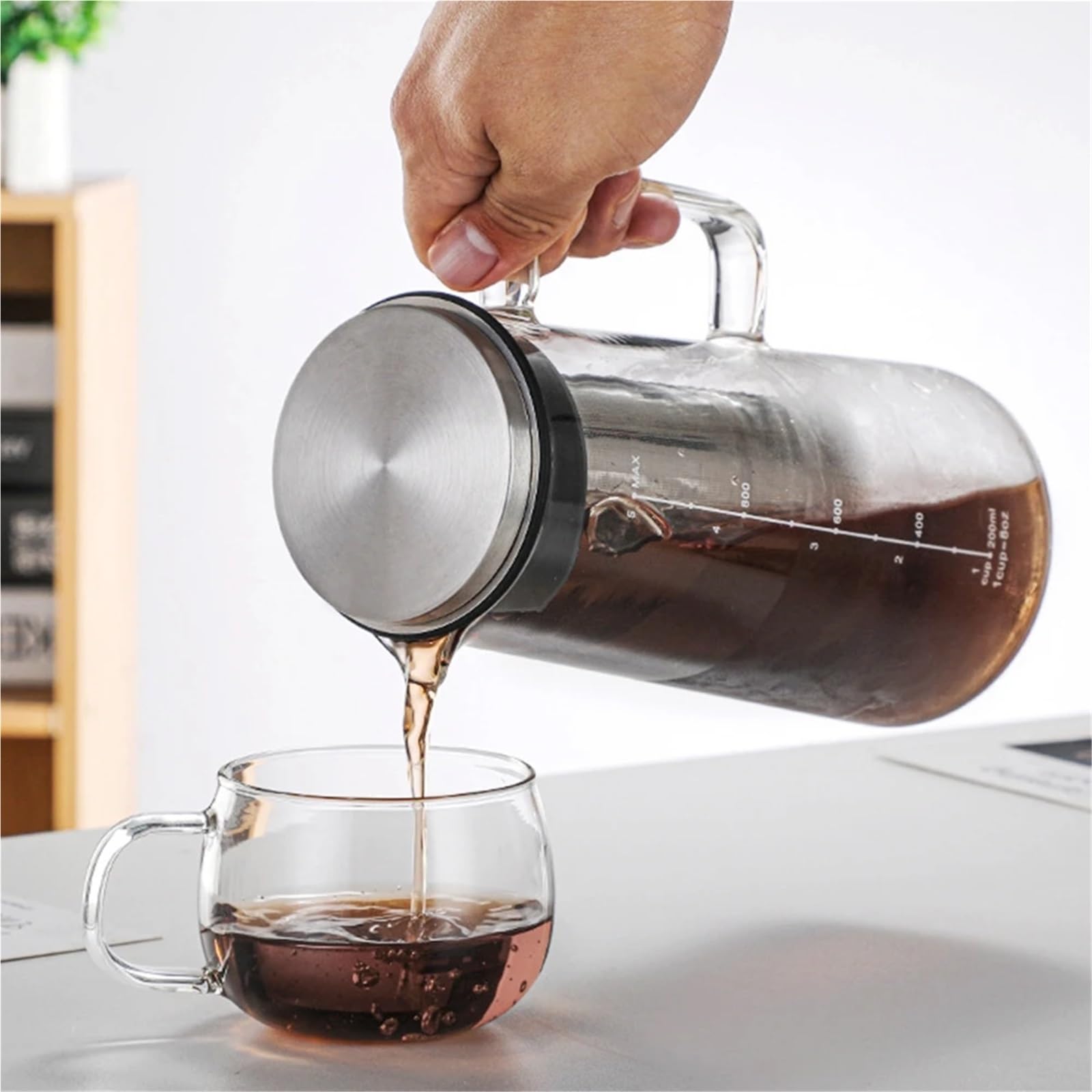 Cold Brew Kaffeekanne Cold Brew Coffee Maker Eiskaffeemaschine 1,4 Liter Eisteemaschine Cold Brew Maker Teekanne Kaffeezubehör Eisteekanne für kaltgebrühten Kaffee(1000ML)