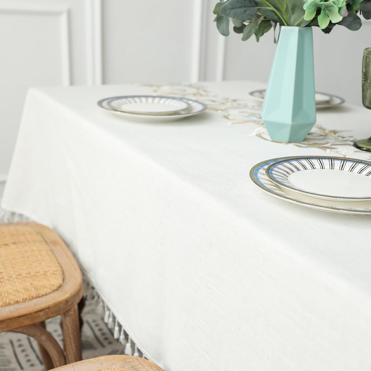 Tovaglia Rettangolare, Tovaglia In Cotone E Lino, Copritavolo Lavabile Con Nappa Per Cucina Sala Da Pranzo Feste Decorazione Da Tavola Rosso 140x180 Cm 92968356