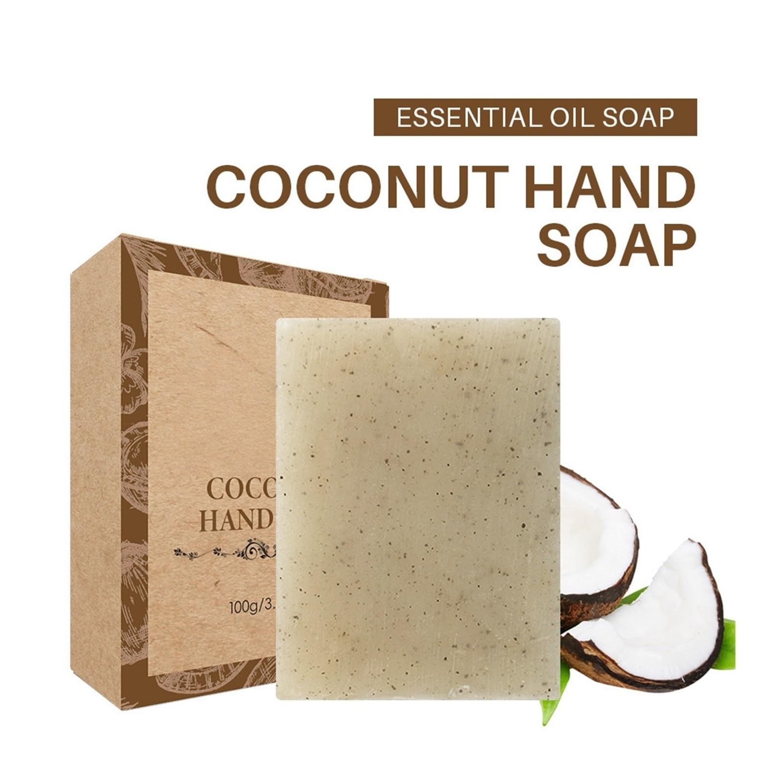 Teebaumseife Kraftpapier-Box, mattierte Seifen-Geschenk-Reisegröße | [](Coconut 4PCS)