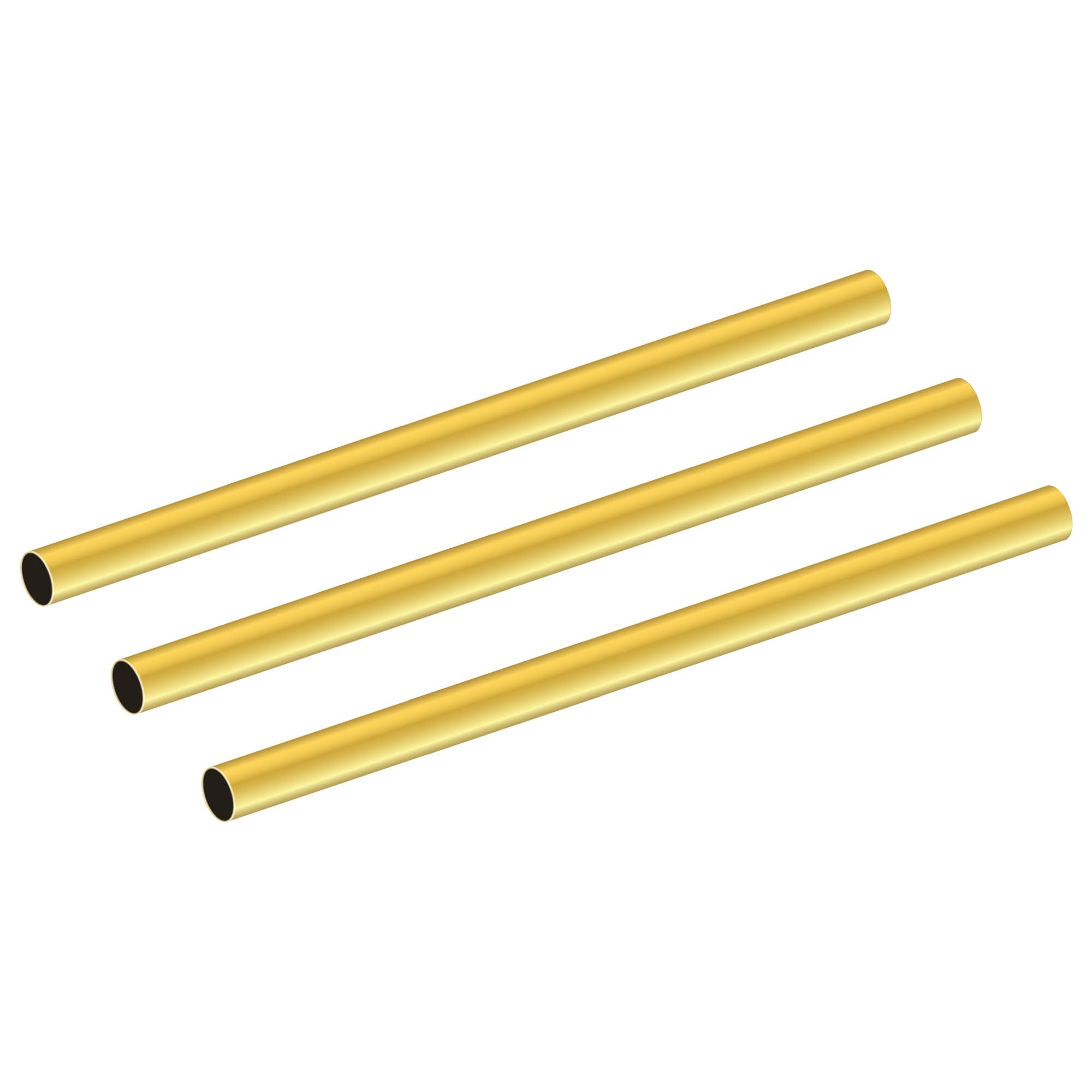 LAVMHAB Round Brass Tube 5mm OD x 0.2mm Wall Thickness x 200mm Length, Seamless Round Brass Pipes Tubing for DIY Craft (3 Pcs)