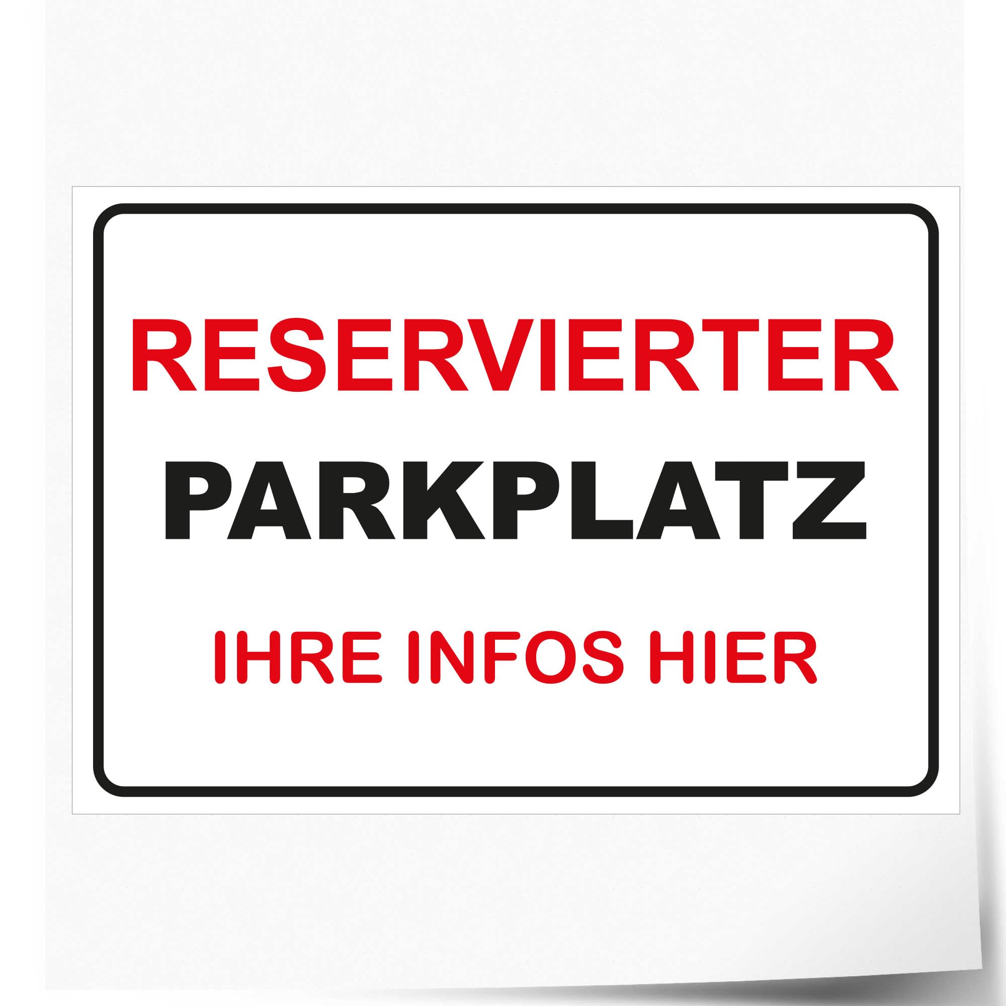 Autocollant parking réservé INDIGOS UG avec texte au choix format A1 840x594 mm