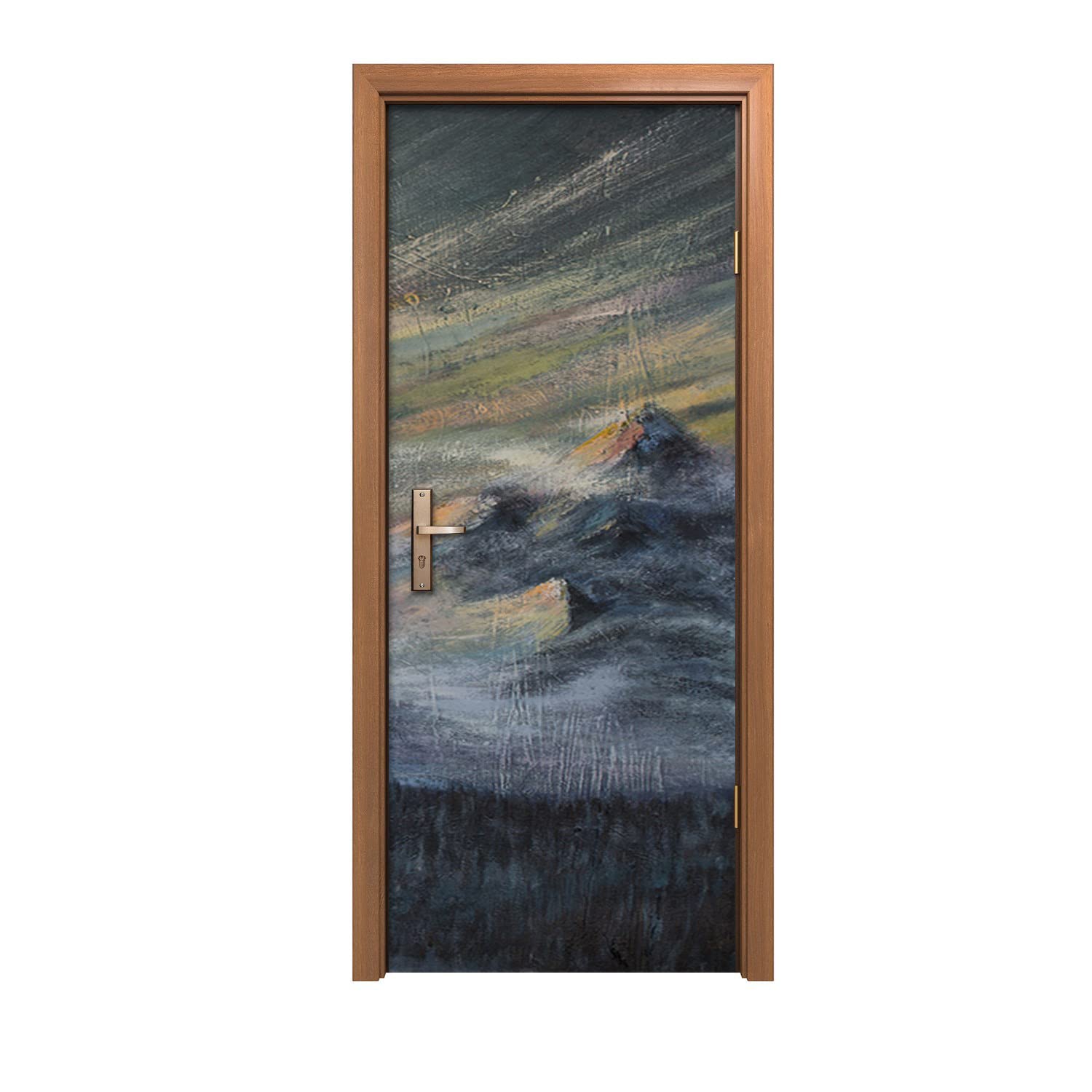 Murale de porte design d'intérieur 90x200cm au motif de faune alpine