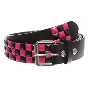 Snap On 1 1 2 Fuchsia Black Checkerboard Punk Rock Studded Belt