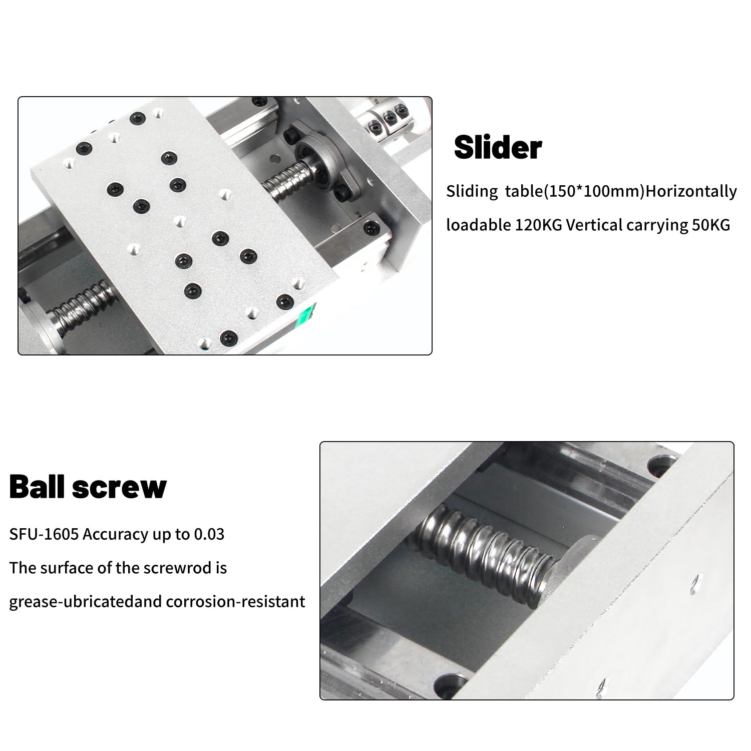 Module Linéaire Croisé à Axe X Y Z, Table Coulissante, Guide Linéaire ZBX150, Vis à Billes 1605, Combinaison De Scène Linéaire Pour Moteur Pas à Pas Nema23 CNC