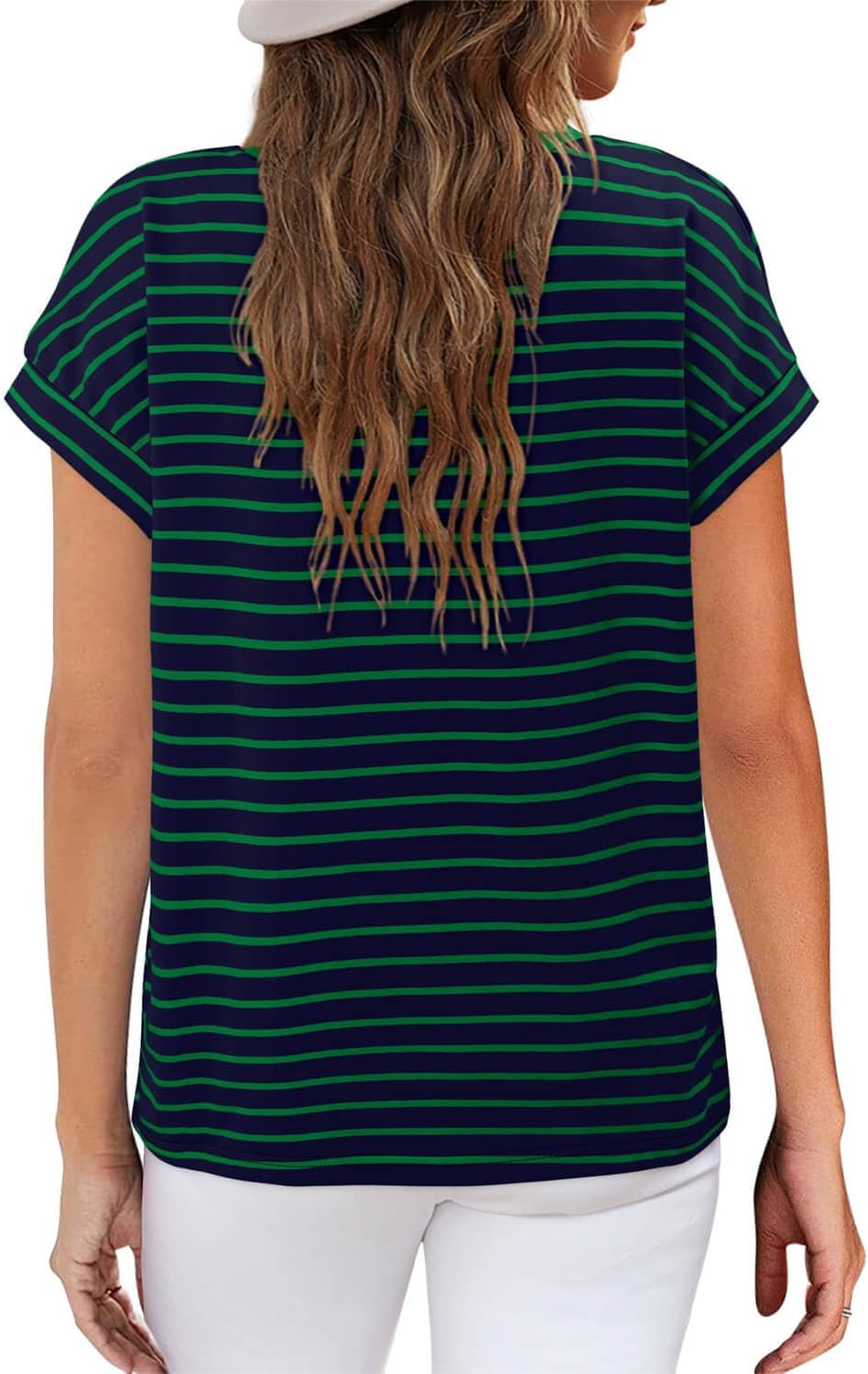 ONLYSHE Womens Short Sleeve Shirts Casual Crewneck Tops Tshirt Basic Tees Summer Fashion Strpied Clothes Outfits Tunic - Image 4