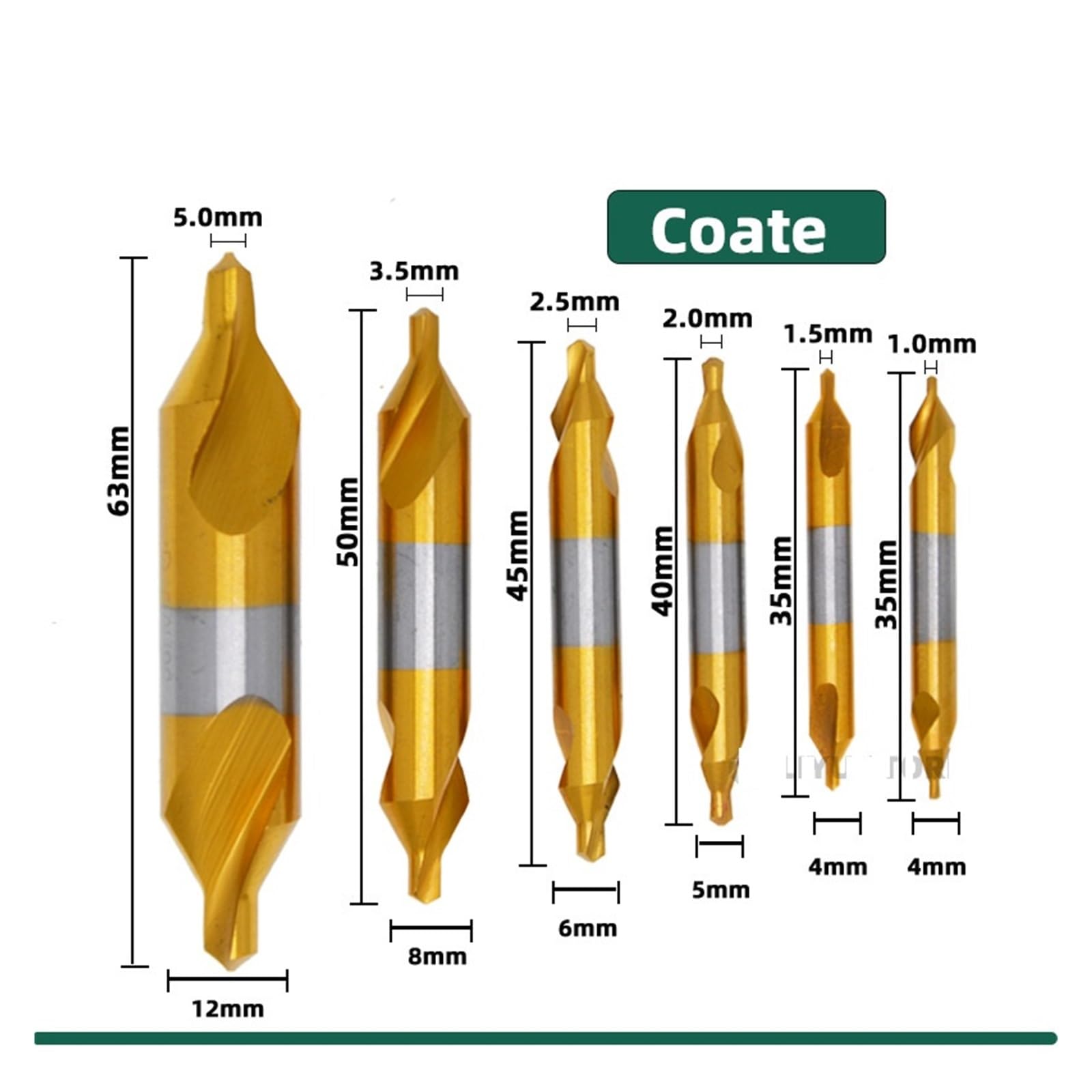 Centro Brocas HSS Taladro central HSS, 6 uds., juego de brocas de 1,0-5,0mm, cortador de taladro centrador de agujeros M35 6542(B1.6 (6mm) Cobalt)