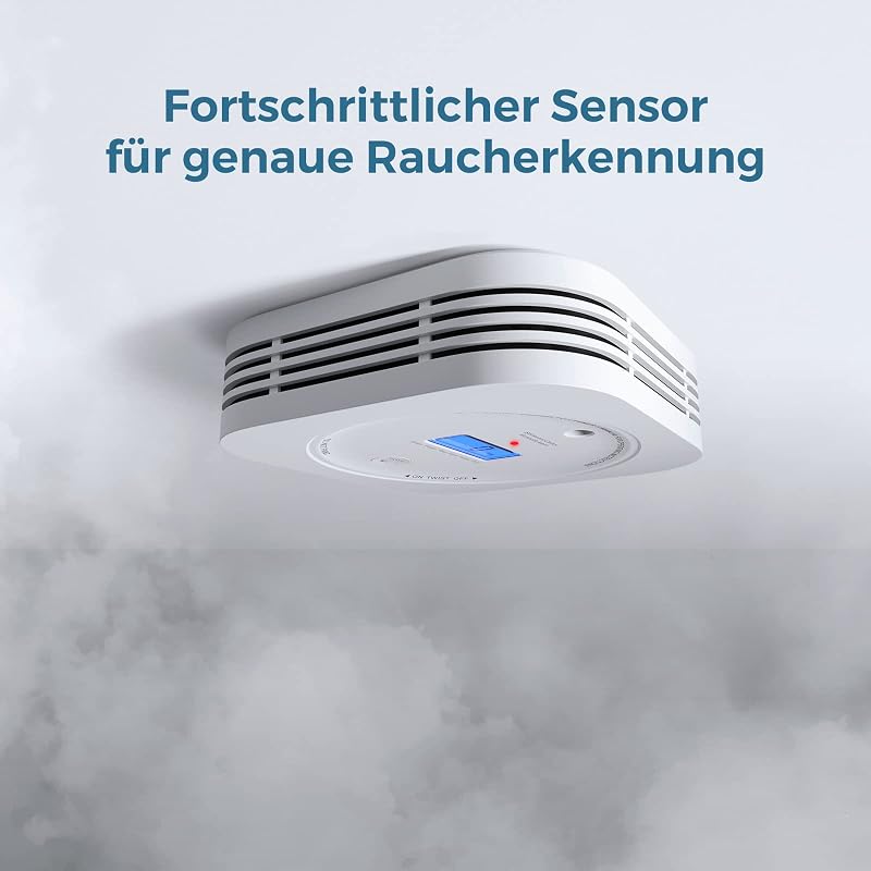 AEGISLINK SC200 Füst és Szénmonoxid Érzékelő LCD Kijelzővel - Elemmel Működő, Tesztgombos, Automatikus Ellenőrzés, Cserélhető Elem