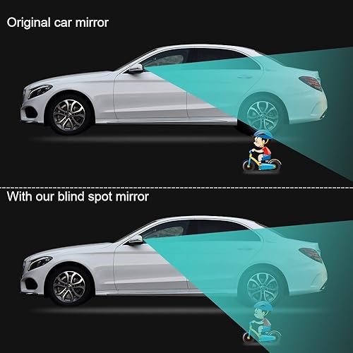 Miniatura 5 de POMFW - Espejo retrovisor convexo de punto ciego, ajustable, sin marco, de gran ángulo, con forma de ventilador, de cristal HD, adhesivo 3M para