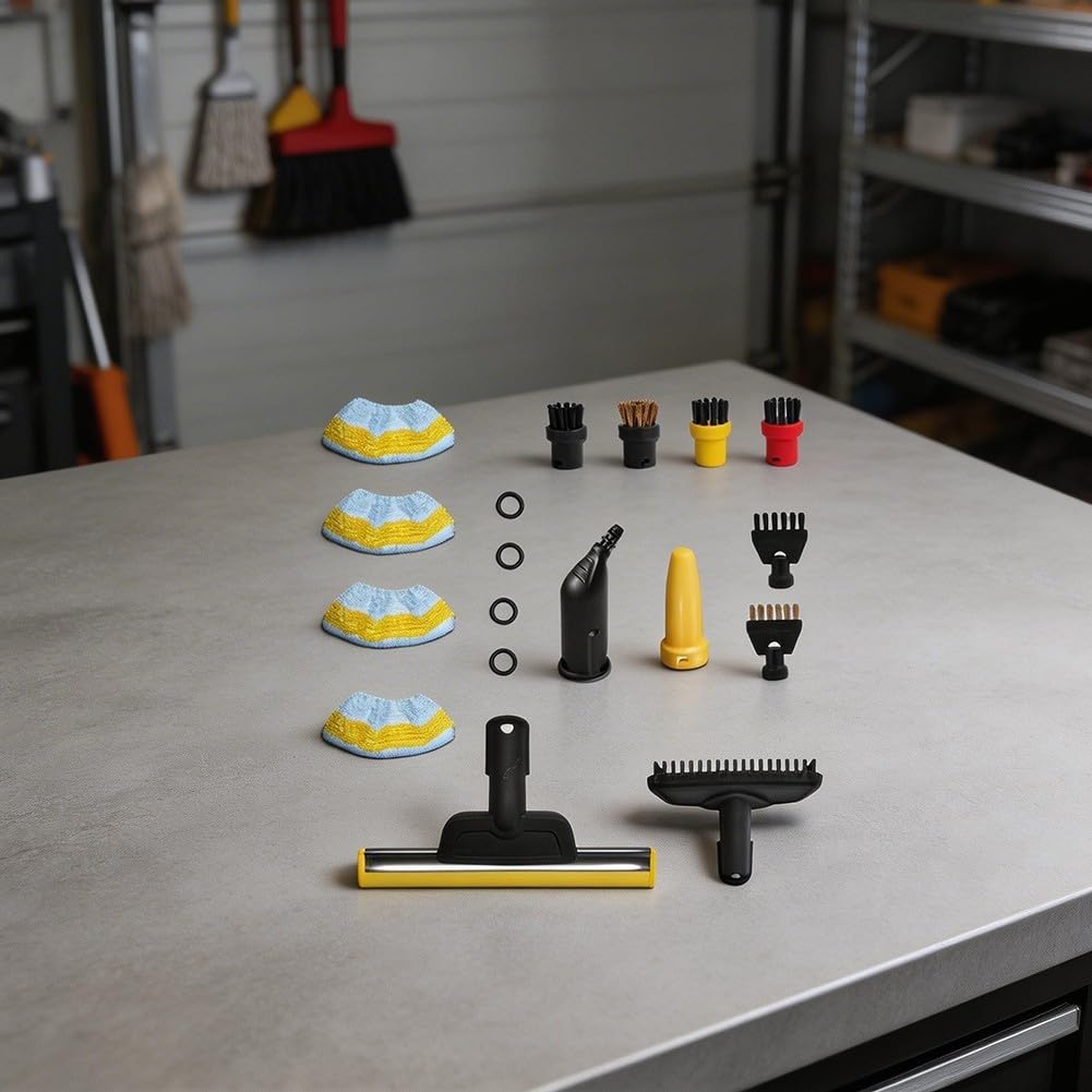 Kit de accesorios para limpiador de vapor para Karcher SC1 SC2 SC3 SC4 SC5 paños de microfibra juntas tóricas cepillos redondos tubo de extensión toalla juego de limpieza a vapor compatible con