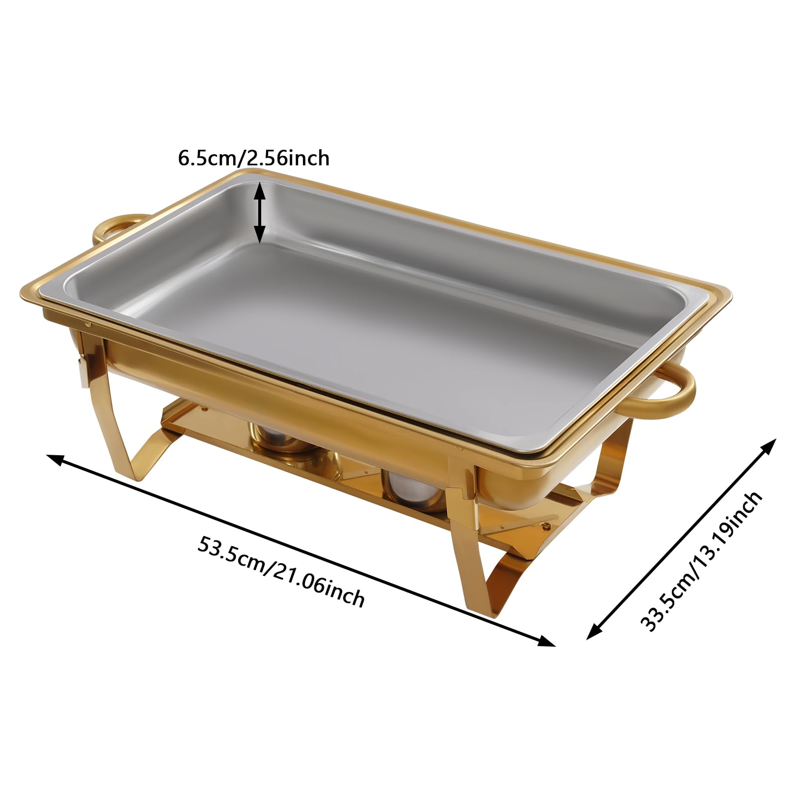 4PCS 7,5L Chafing Dish Profi Set Chafing Dish Buffet Wärmer-Set 410 Rostfreier Stahl Warmhaltebehälter Goldener Quadratischer Packofen Speisewärmer Wärmebehälter für Catering Buffet und Party