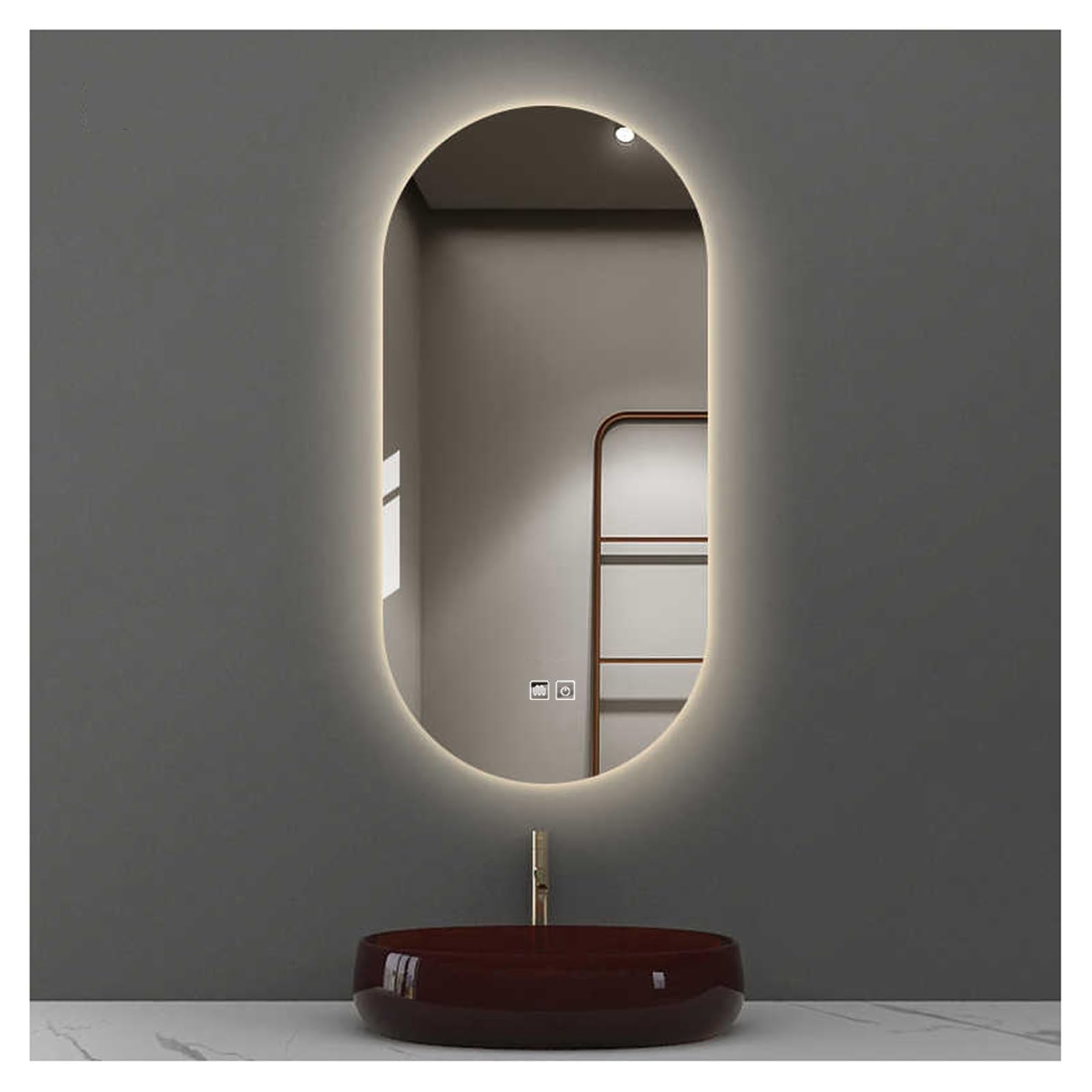 FGXHHS Bathroom Led Mirror ，Bathroom with LED Lights，LED for Bathroom，Backlit ，with Touch Sensor/Demister pad，Shatterproof，Adjustable Lights(B,H100*W60cm/H39.4*W23.6IN)