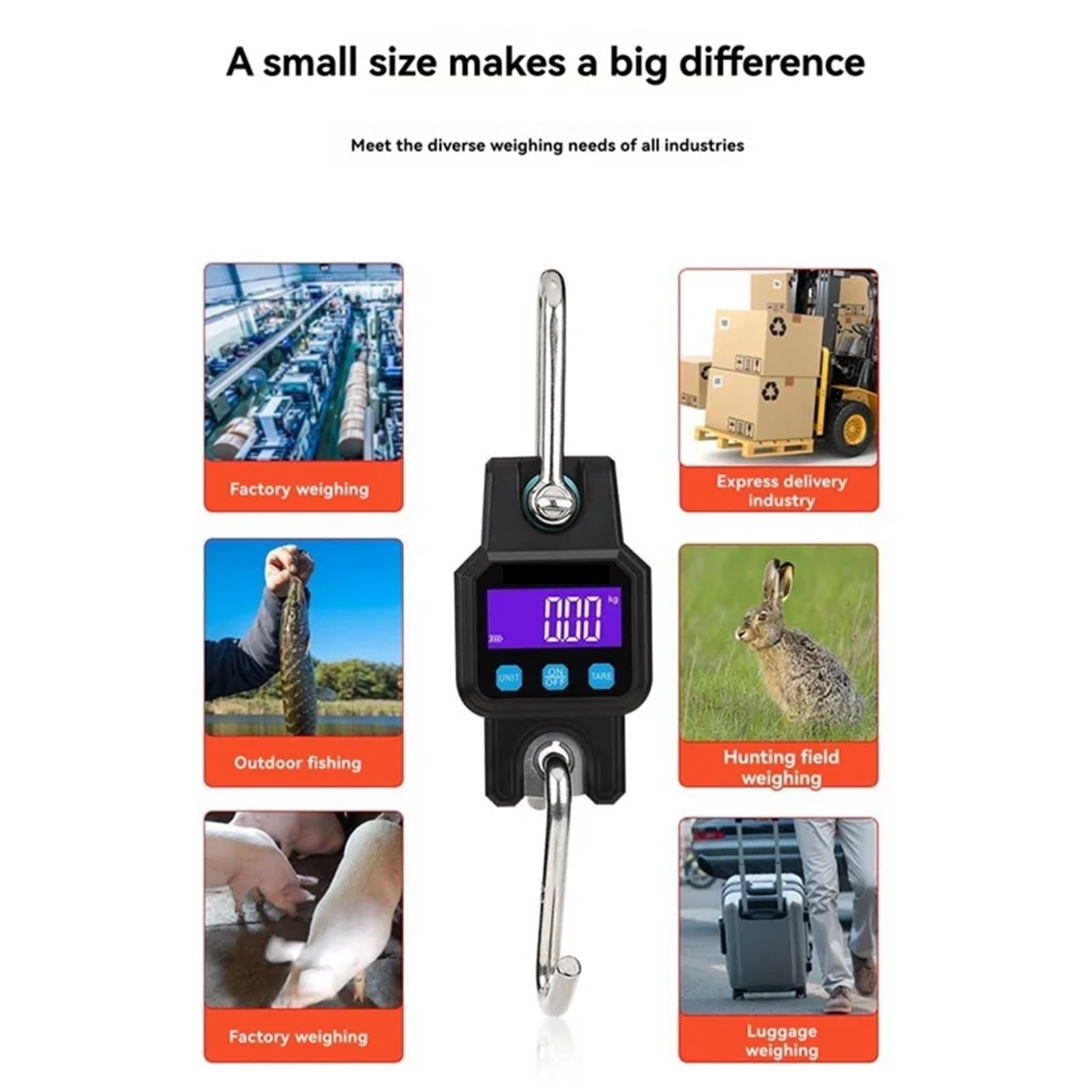 Báscula de equipaje, Báscula Colgante Electrónica De Mano Capacidad 300kg/50g Recargable Digital,para maleta de viaje con pesaje(Nero)