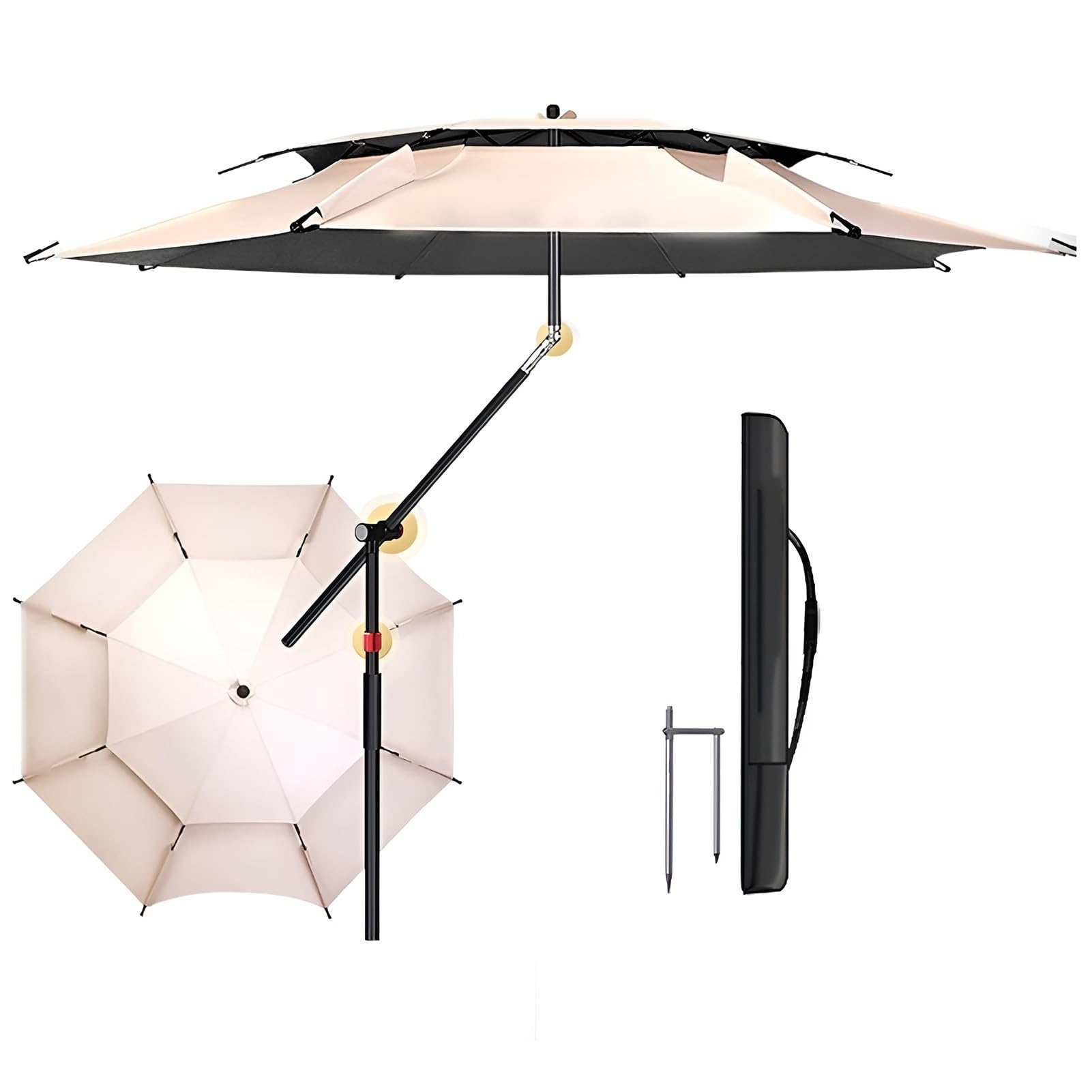 240 cm UV50+ Składany Parasol Wędkarski Wodoodporny Wiatroszczelny, Przenośny Parasol Podróżny z Regulacją Nachylenia i Wysokości, Parasol Kempingowy na Plażę