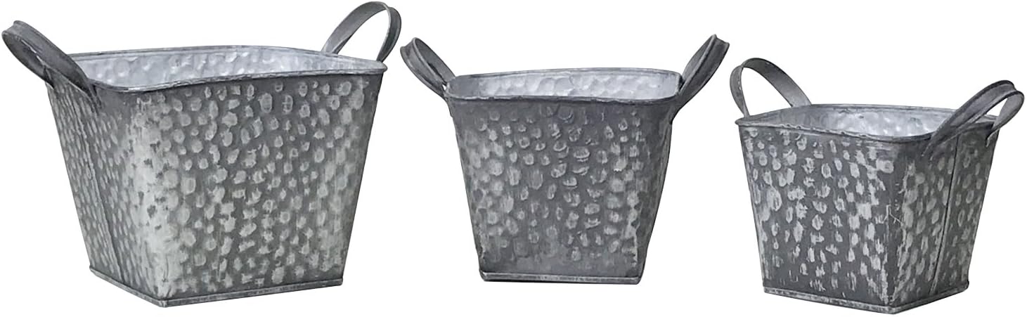 Tin Decorative Polka Dot Planter Containers, Farmhouse Style, Nesting Set of 3