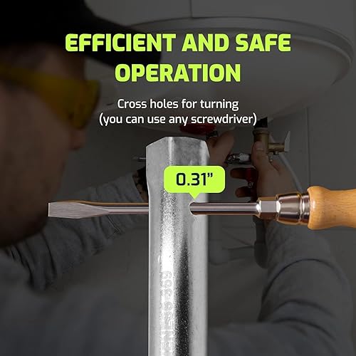 Miniatura 3 de Varilla de ánodo para calentador de agua y llave de tubo de elemento, 10 pulgadas, doble hexagonal extra para quitar el ánodo más obstinado y