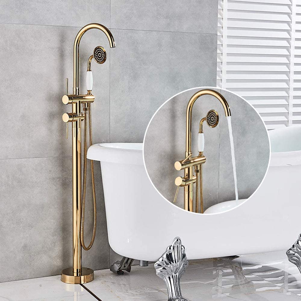 Robinet de cuisine et baignoire au sol doré pour rénover votre maison