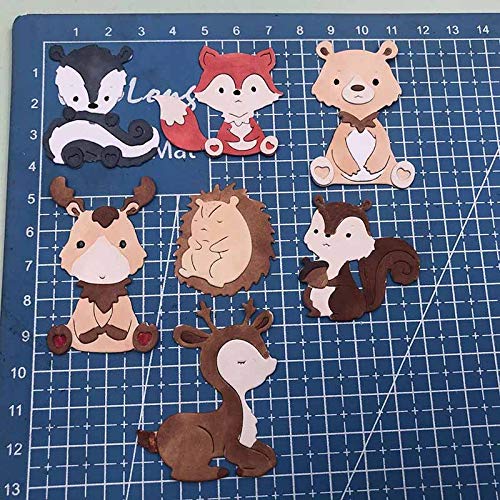 Fustelle In Metallo Per Scrapbooking Con Animali Del Bosco | Coniglio, Volpe, Cervo, Riccio | Set 11,2x5 Cm Per Biglietti E Album