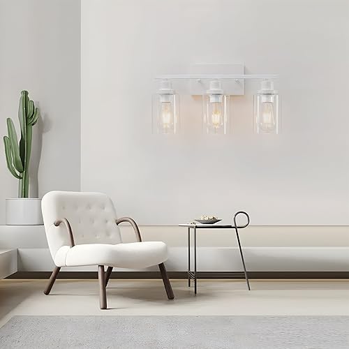 Miniatura 4 de 3 lámparas blancas para baño, luz de tocador sobre el espejo, apliques de iluminación de pared modernos, lámpara de pared industrial rústica para