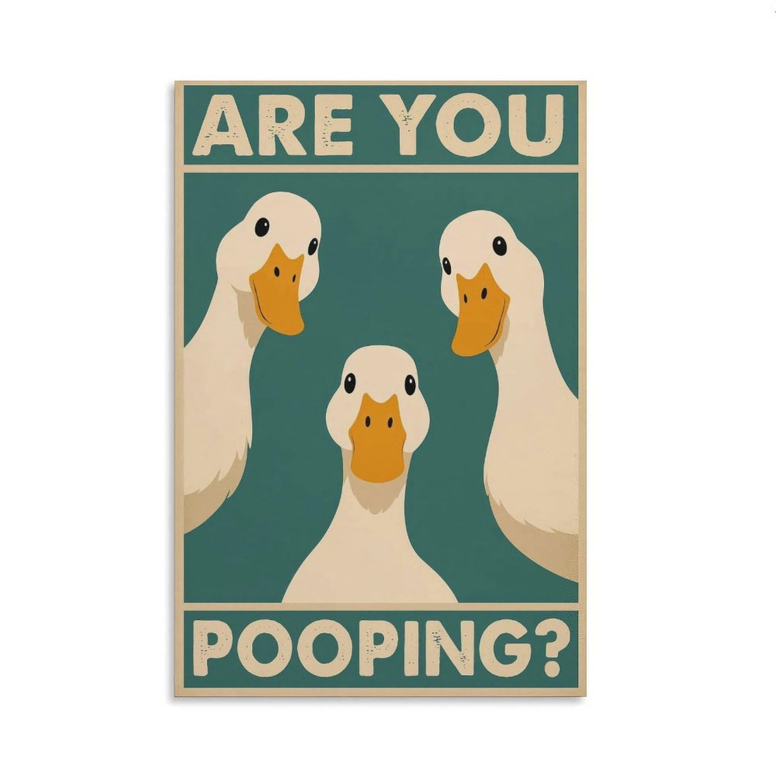 Luihg Unframe-Style-7 Funny Animal Bathroom Poster Art Print Are You Pooping Cute Ducks Vintage Country Humorous Bathroom Christmas Wall Art Decor For Toilet Bedroom Living Room Retro Animal Aesthetic Wall Decor