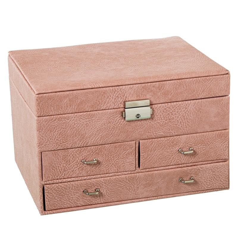 Boîte à bijoux avec 3 tiroirs de rangement et miroir pour protéger vos colliers