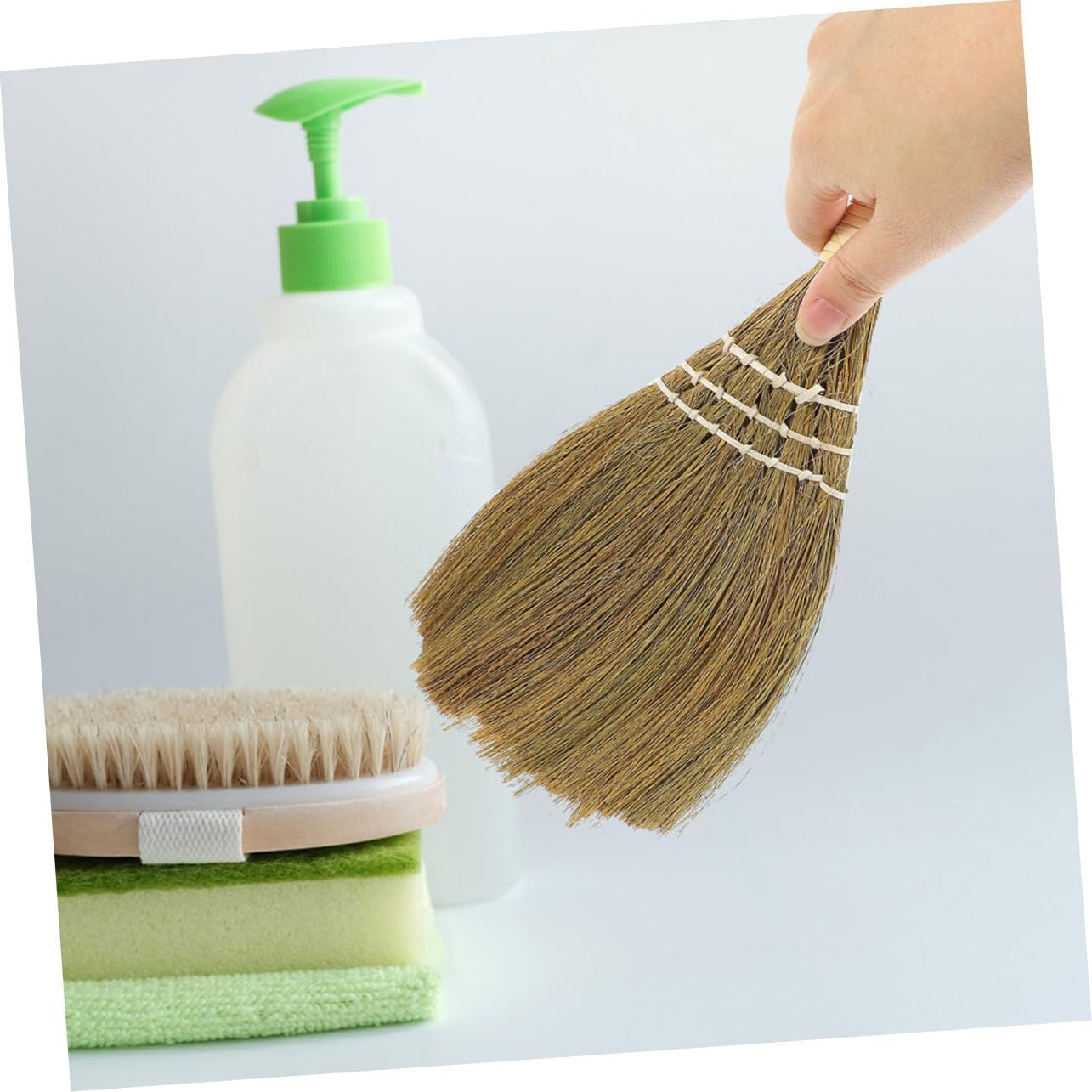 3pcs Kitchen Cleaning Broom Home Cleaning Straw Broomstick Whisk Sweeping Indoor Grass Portable Desk Decorative Miscanthus Desktop