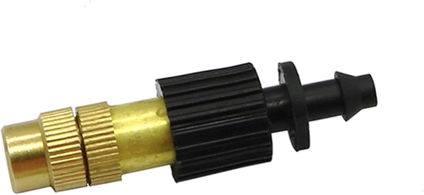 Irrigation Dripper 50 Pcs 6mm Brass Atomization Misting Nozzles Cooling Dust Removal Sprinklers 6mm Thread 6mm to 4/7mm Interface Barbed Connectors (Color : Barbed)