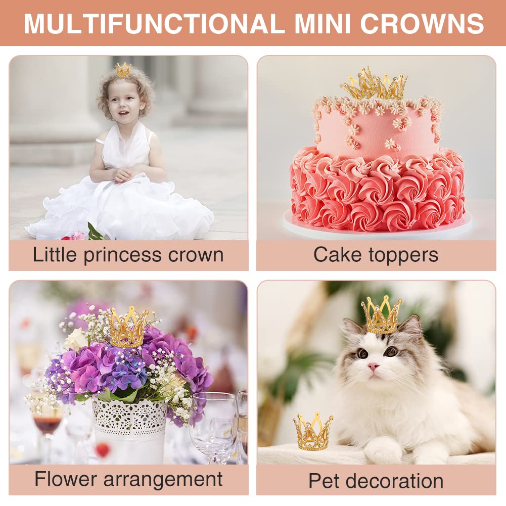 2 Strass-Kronen Als Cake Topper – Gold/silber, 8,1x5,7 Cm, Für Geburtstag & Hochzeitskuchen