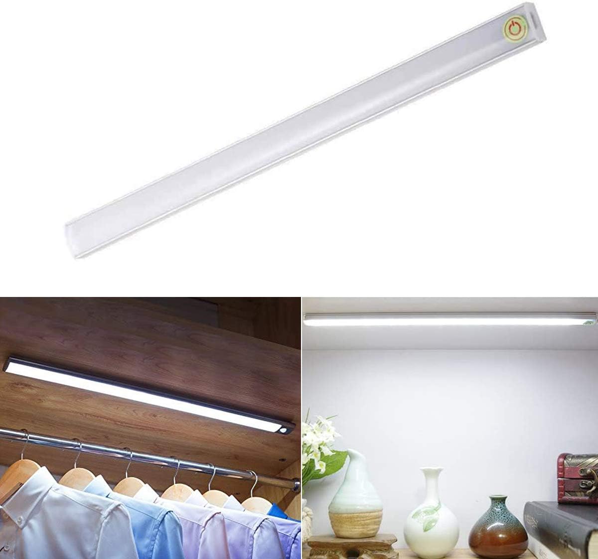 Under Cabinet LED Light Bar Touch Design LED Light Tube 30CM USB Powered Wardrobe Light Strip Dimmable Lighting Lamp Warm White for Closet Cupboard Cabine Kitchent Closet Hallway Cool White