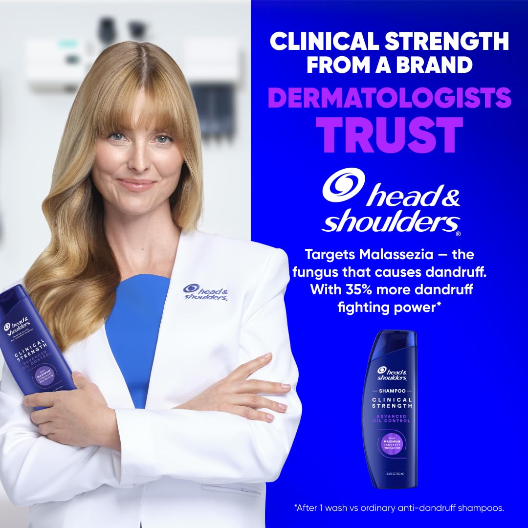 Head & Shoulders Dandruff Shampoo, Clinical Strength Advanced Oil Control, Our Maximum Anti-Dandruff Prescription-Strength Formula, Flake Protection, Seborrheic Dermatitis Relief, Citrus, 13.5 Fl Oz - Image 5