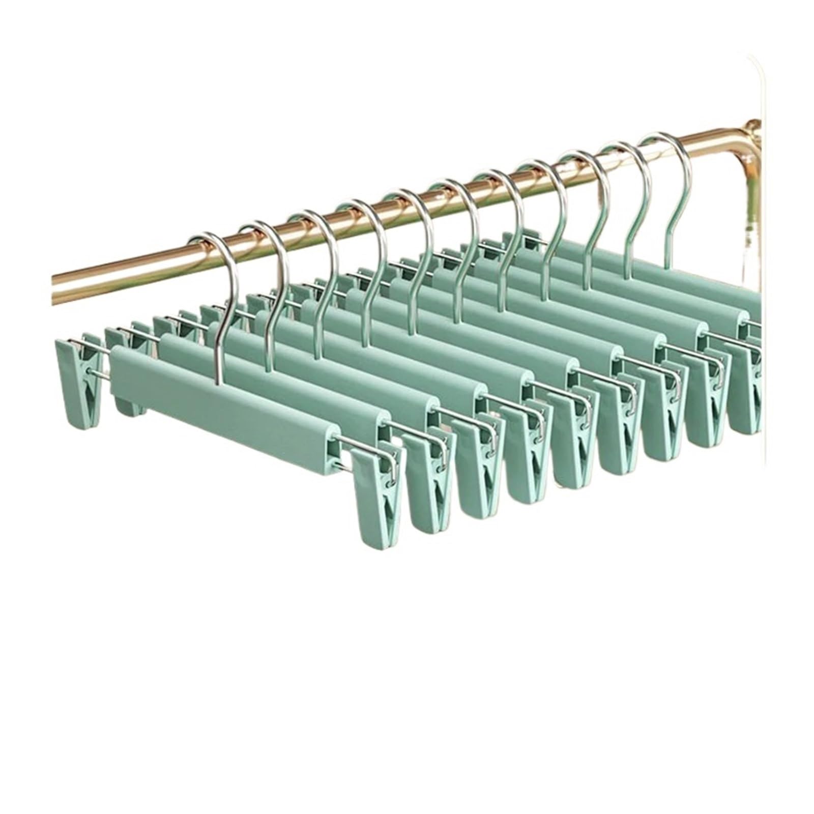 Coat Hangers Pants Hanger Adjustable Clips Space Saving Anti-Slip Metal Rack Women's Skirt Clothes Organizer Socks Lingerie Racks(Blue,5pcs)