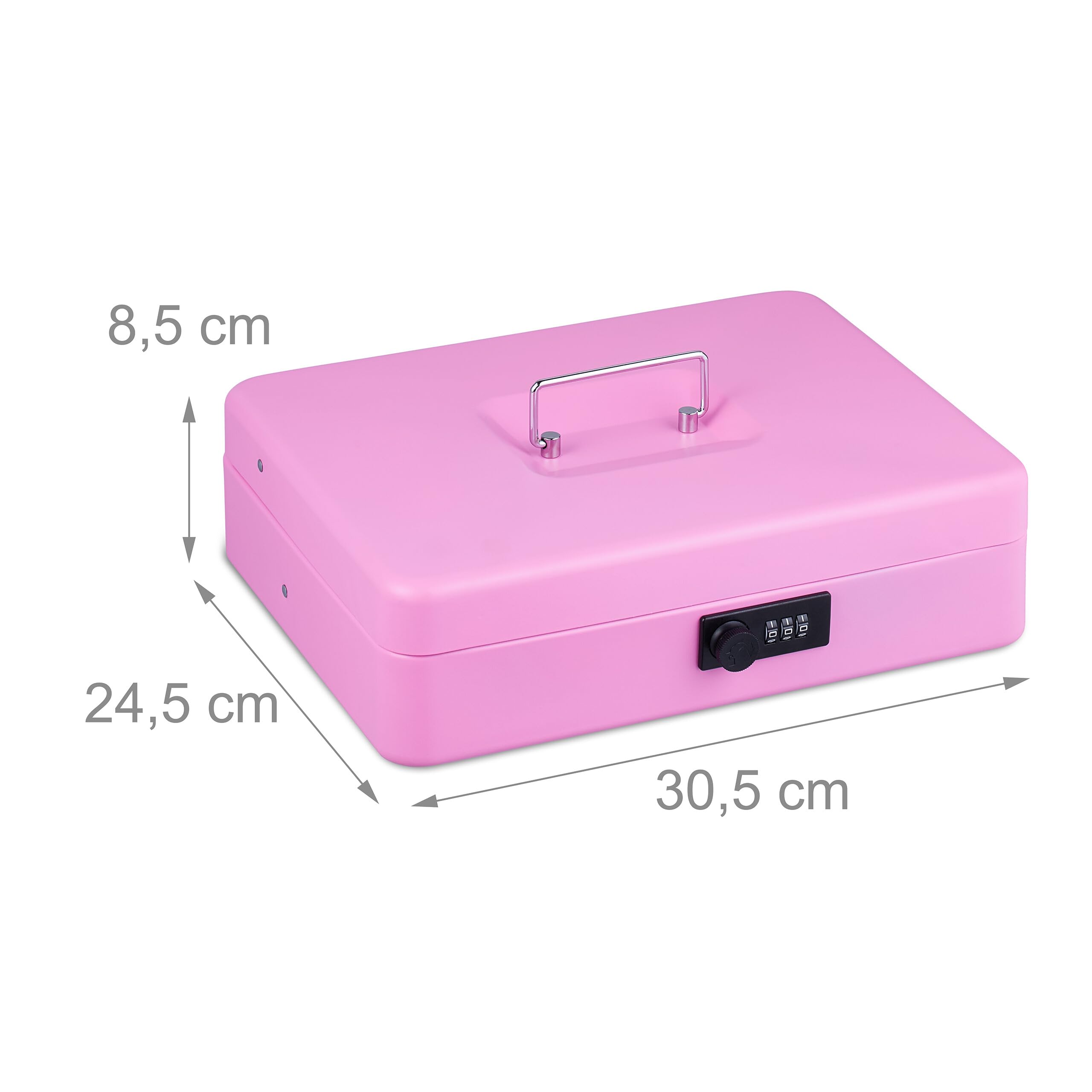 Relaxdays Caisse à Monnaie, Pratique, Combinaison à 3 Chiffres, pour Billets et pièces, verrouillable, Rose