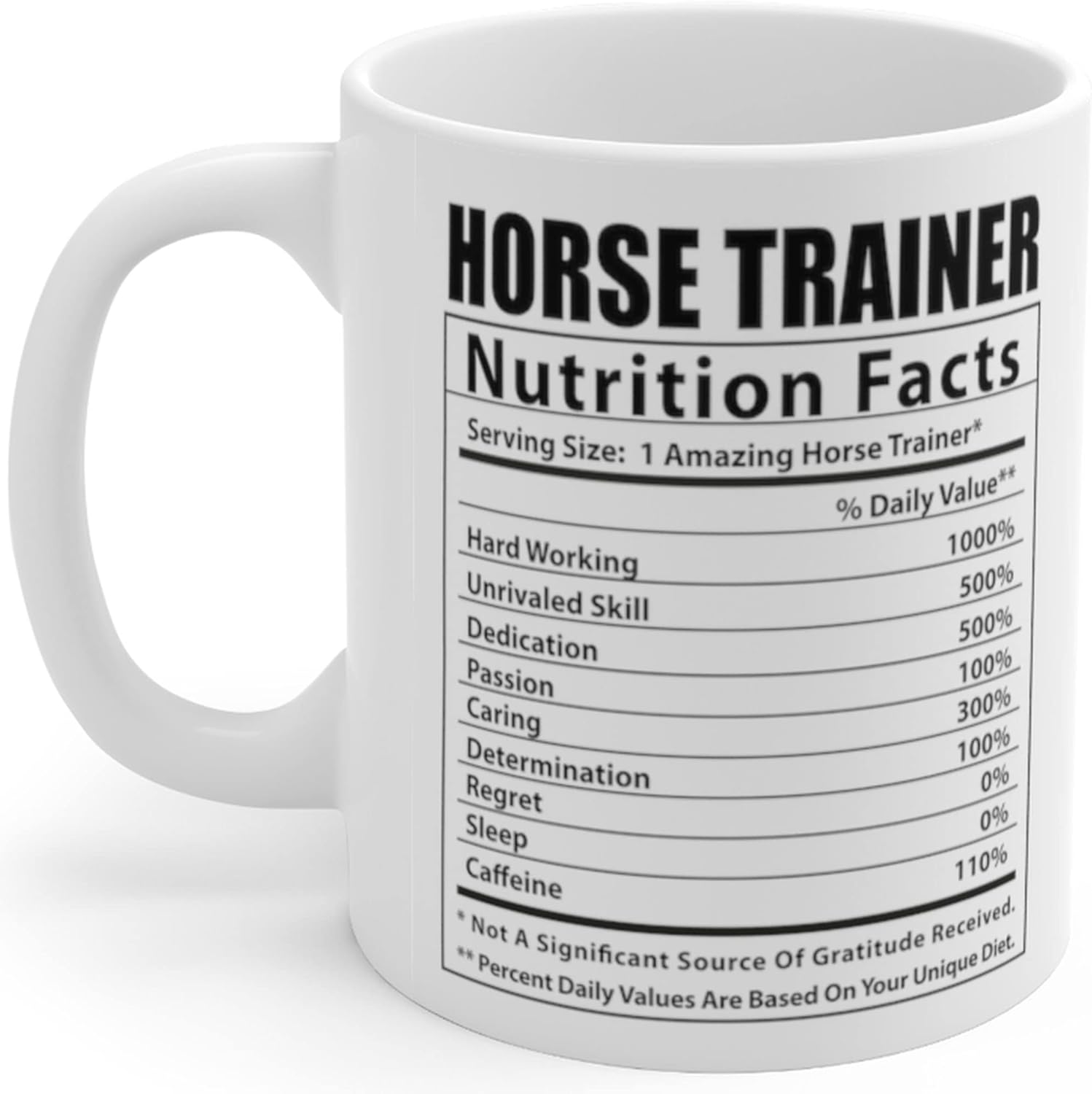 Lovesout Funny Horse Trainer Nutritional Facts Coffee Mug Birthday Gifts 2026 Christmas Nutrition Cup Ceramic White 11oz