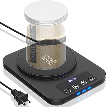 Sourdough Starter Warmer, Precise 1F Thermostat Control 70-100F Sourdough Warming Mat, Smart memory Warming On/Off, 12-Hour Timer Sourdough WarmerBlack