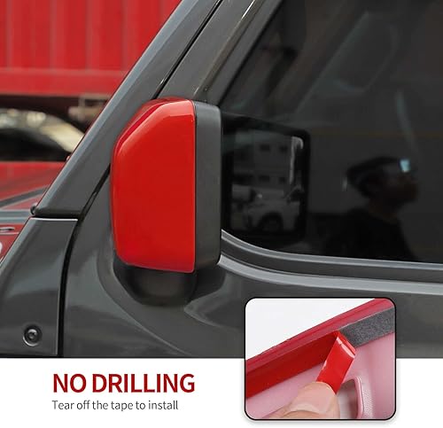 Miniatura 4 de CheroCar Fundas de espejo lateral para JL, accesorios exteriores para Jeep Wrangler JL JLU y Jeep Gladiator JT 2018-2022 (rojo)