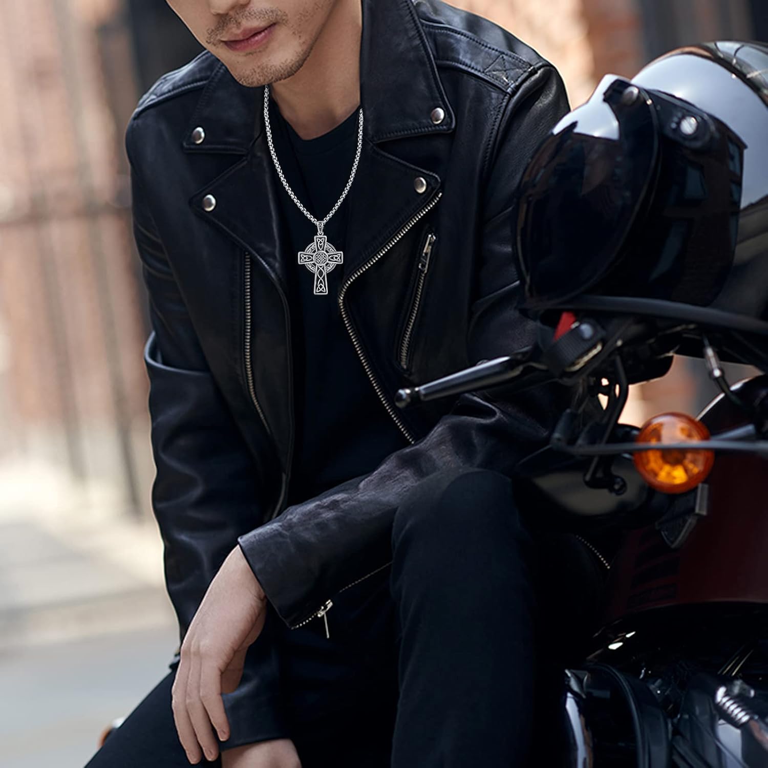 Midir&Etain Celtic Cross Necklace 925 Sterling Silver Cross Pendant Necklace Celtic Viking Irish Jewelry Religious Protective Gift for Men Women - Image 4