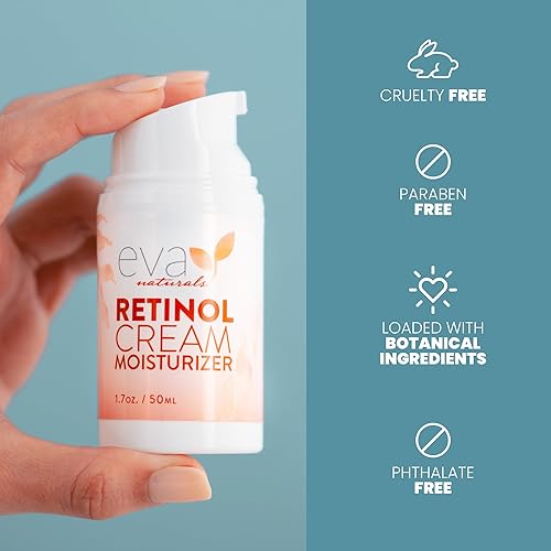 Miniatura 7 de Eva Naturals Crema de retinol antienvejecimiento para la cara, antiarrugas, complejo de retinol, crema hidratante de día y noche con ácido