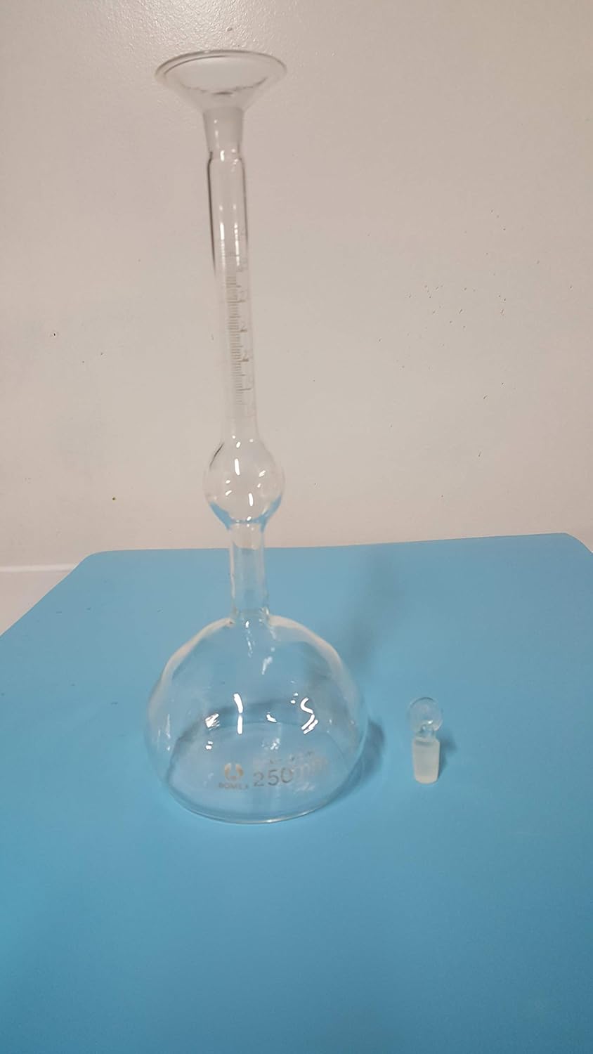 Lab 250mm Glass Cement Solid Specific Gravity Density Bottle Pycnometer New